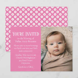 Pink und White Polka-dot Foto Baby Sessing Einladung