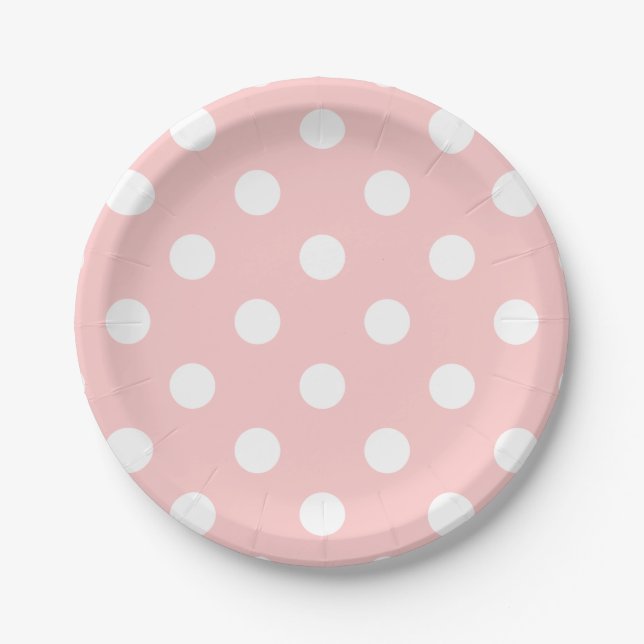 Pink und White Polka Dot Muster Pappteller (Vorderseite)