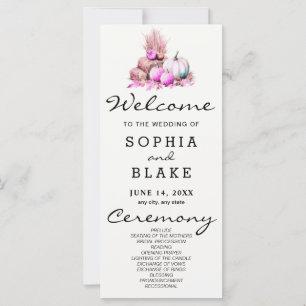 Pink und White Pumpkins Fall White Wedding Program