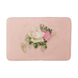 Pink und White Rose Blumenstrauß Badematte