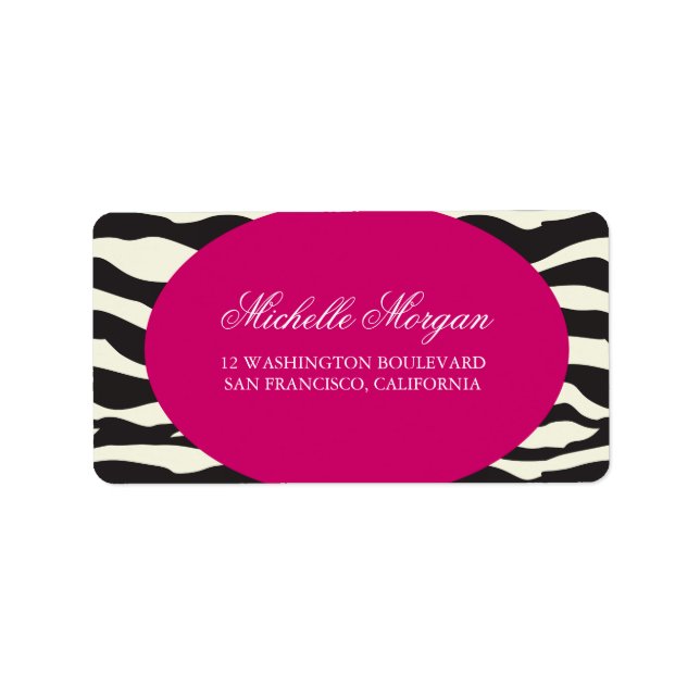 Pink und Zebra Streifen - Custom Label Adressaufkleber (Vorne)