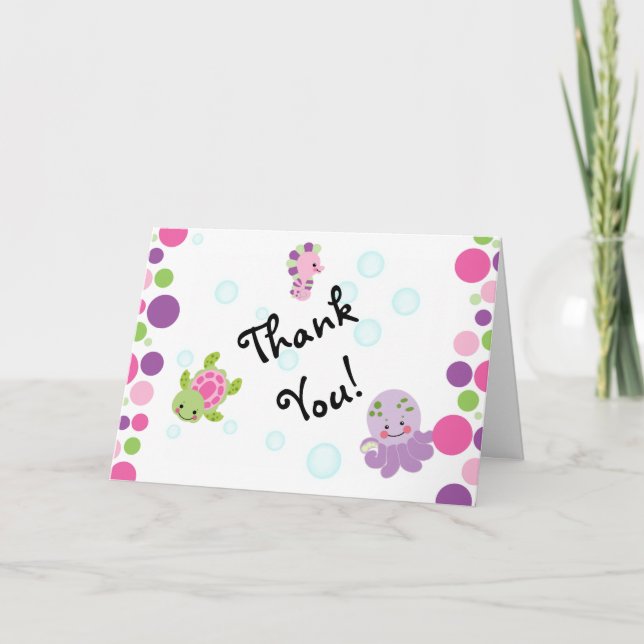 Pink under the sea thank you cards! dankeskarte (Vorderseite)