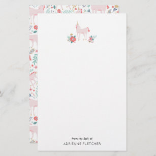 Pink Unicorn Custom Stationery Briefpapier