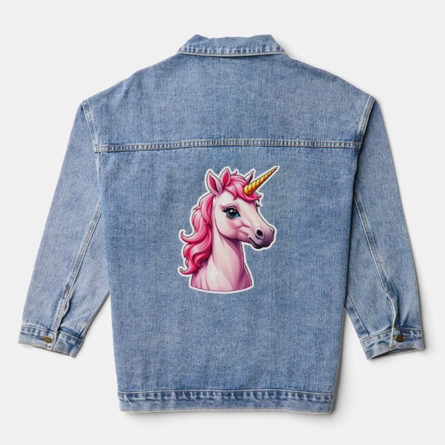 Pink Unicorn Fantasy Jeansjacke (Rückseite)