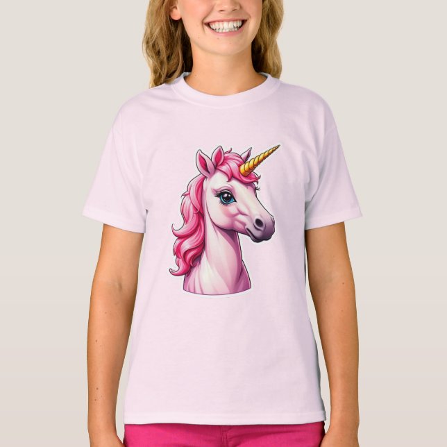 Pink Unicorn Fantasy T-Shirt (Vorderseite)