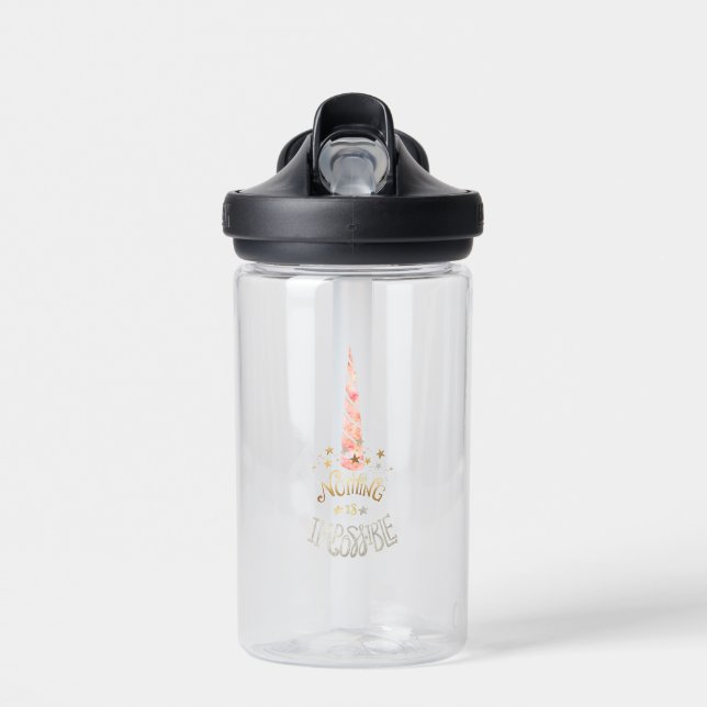 Pink Unicorn Inspiration Zitat Trinkflasche (Vorne)