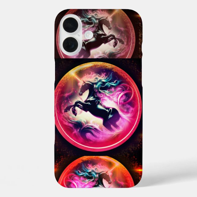 Pink Unicorn iPhone 13 Fall 16 Plus Hülle (Rückseite)