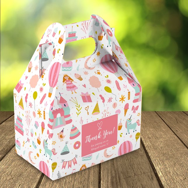 Pink Unicorn Party Pattern Girl Birthday Vielen Da Geschenkschachtel (Von Creator hochgeladen)