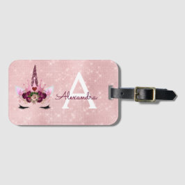 Pink Unicorn Sparkle Princess Monogram Name Gepäckanhänger