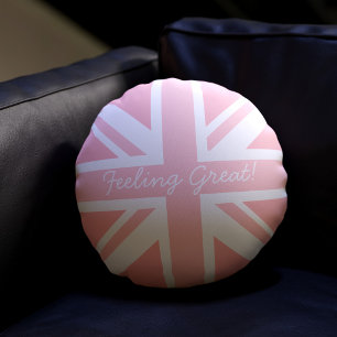 Pink Union Jack Flag Großbritannien Rundkissen Rundes Kissen