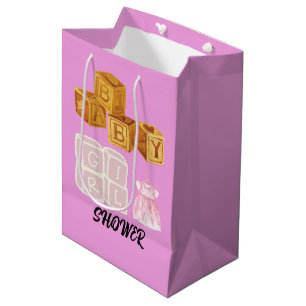 Pink Unique Baby Girl Dice Babydusche Geschenktasc Mittlere Geschenktüte