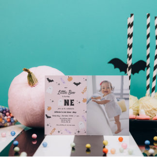 Pink unser kleines Boo Halloween 1. Geburtstag Einladung