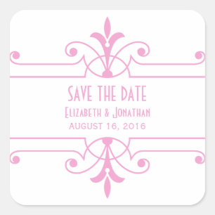 Pink v2 Fancy Ornamental Enregistrer Stickers Date