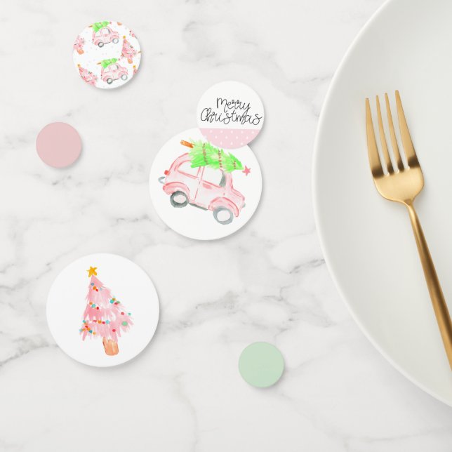 Pink vacances Noël voiture table confetti (Groupe)