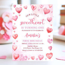 Pink Valentine amour 1er anniversaire Invitation