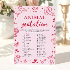 Pink Valentine Animal Gestation Baby Shower Game Einladung