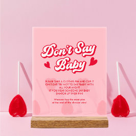 Pink Valentine Baby Shower Say Baby Game nicht Acrylschild