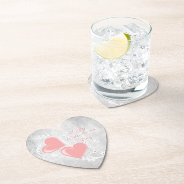 Pink Valentine Hearts Paper Untersetzer (Vor Ort)