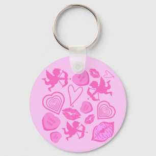 Pink-Valentine-Muster Schlüsselanhänger