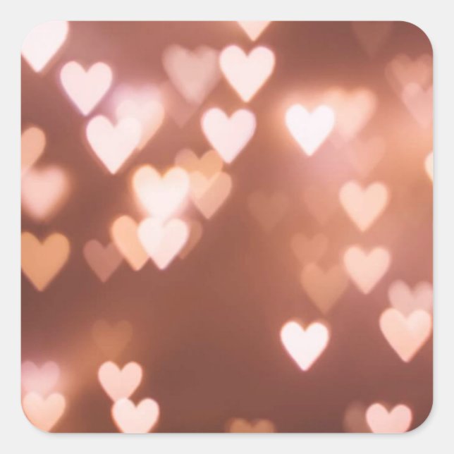 PINK VALENTINE"S DAY HEARTS QUADRATISCHER AUFKLEBER (Vorderseite)