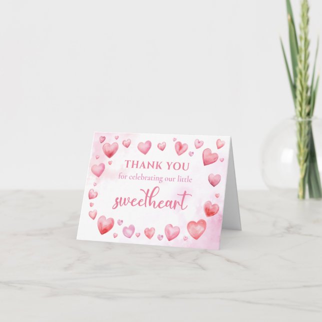Pink Valentine Sweetheart Geburtstag Danke Karte (Vorderseite)