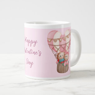 Pink Valentine's Day Teddy Bär Heißluftballon Jumbo-Tasse