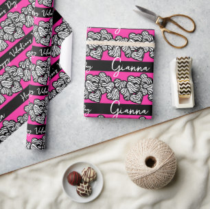 Pink Valentine's Day Zebra Herz Muster hinzufügen  Geschenkpapier