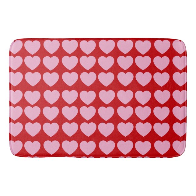 Pink Valentines Hearts on Red Badematte (Vorderseite)