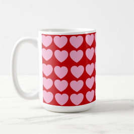 Pink Valentines Hearts on Red Kaffeetasse
