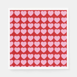 Pink Valentines Hearts on Red Serviette