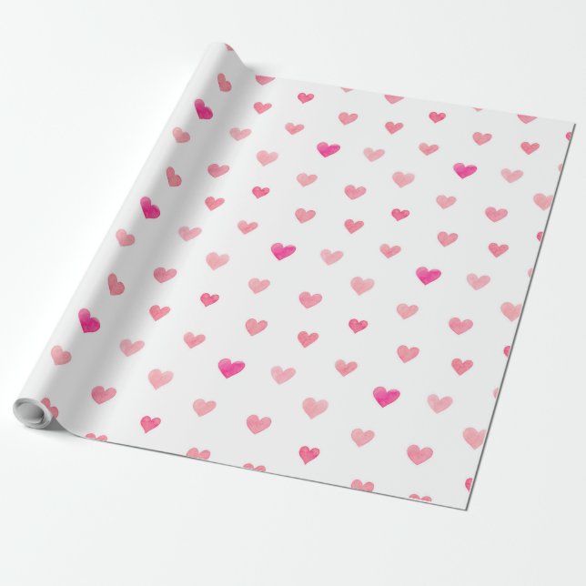 Pink Valentines Herz Muster Geschenkpapier (Ungerollt)