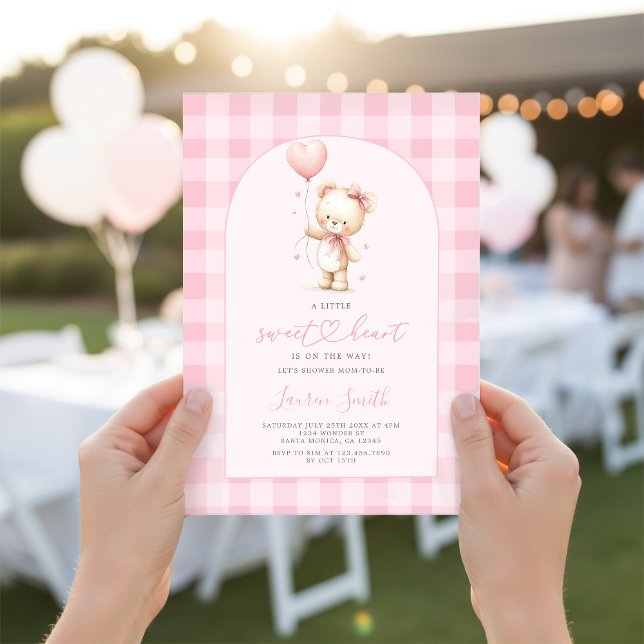 Pink Valentines Teddy Bear Baby Shower Girl Einladung (Von Creator hochgeladen)