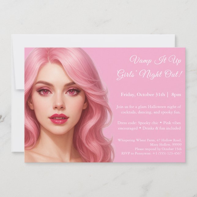 Pink Vampire | Girls Night Out Halloween Einladung (Vorderseite)