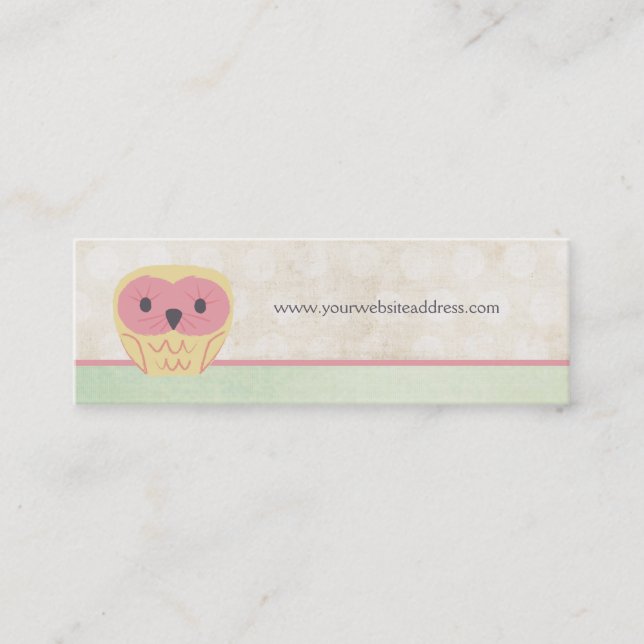 Pink Vanilla Lemon Owl Business Skinncard Mini Visitenkarte (Vorderseite)