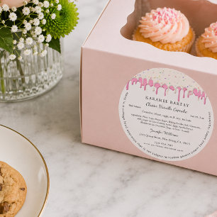 Pink-Vanille-Frosting-Tropf-Etikett Cottage Bäcker Runder Aufkleber