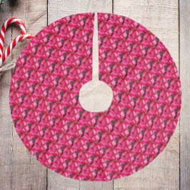 Pink Variegated Poinsettia Pattern Polyester Weihnachtsbaumdecke