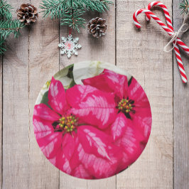 Pink Variegated Poinsettias Holiday Pappteller