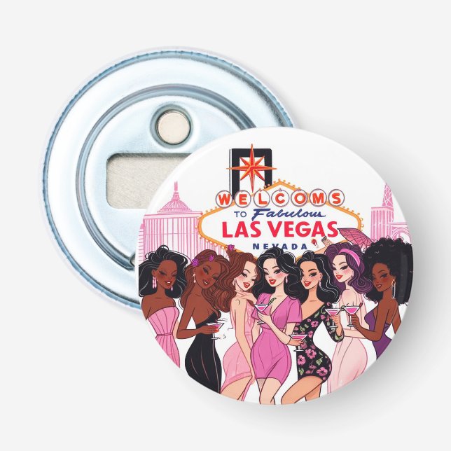Pink Vegas Junggeselinnen-Abschied Flaschenöffner (Vorderseite)