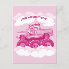 Pink Version I Love Monster Trucks Image Einladungspostkarte