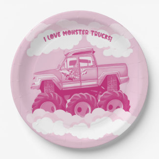 Pink Version I Love Monster Trucks Image Pappteller