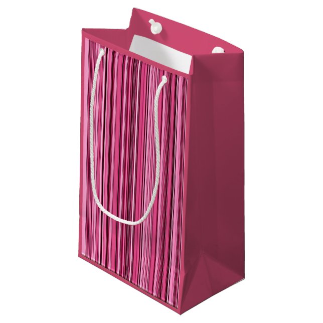 Pink Vertikale Streifen Kleine Geschenktasche Kleine Geschenktüte (Vorderseite Schrägansicht)