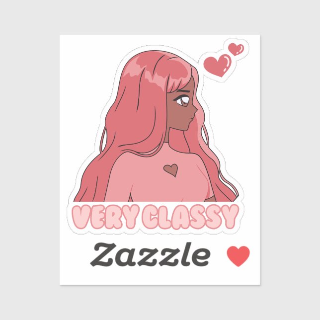 Pink Very Classy Anime Black Girl Aufkleber (Blatt)