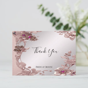 Pink Verziert Floral Danke Karte