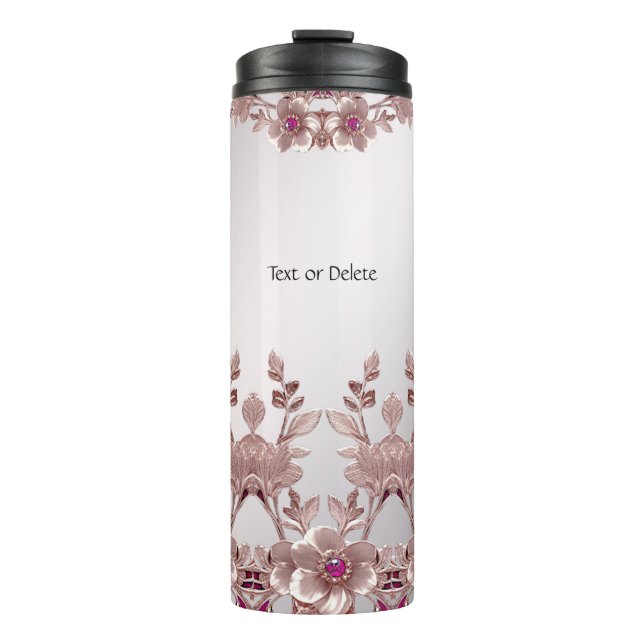 Pink Verziert floraler Thermaltumbler Thermosbecher (Vorderseite)