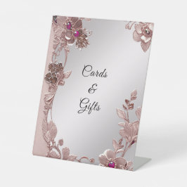 Pink Verzierte Floral Tablettenschilder Sockelschild