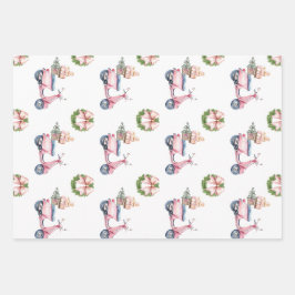 Pink Vespa Weihnachts Shopping Geschenkpapier Set