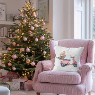 Pink Vespa Weihnachtsreise Kissen