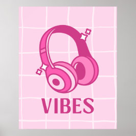 Pink Vibes Kopfhörer Ästhetik 24"x30" Poster