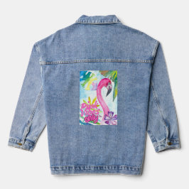 Pink Vibes Only – Pink Flamingo Jeansjacke