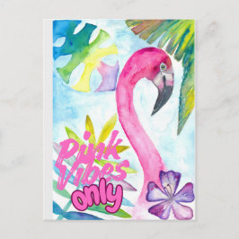 Pink Vibes Only – Pink Flamingo Postkarte